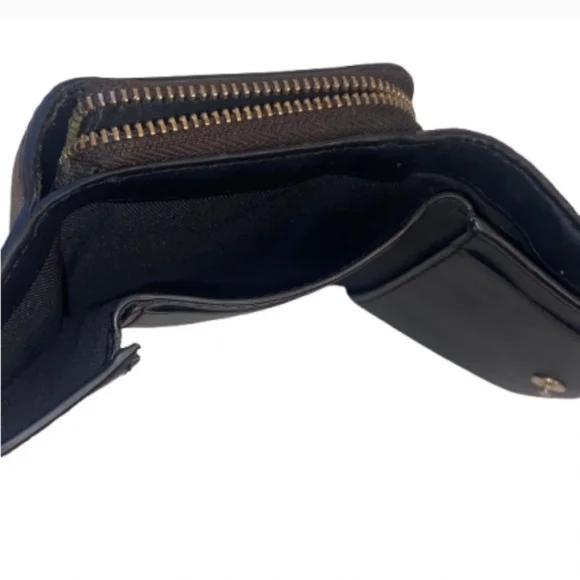 Coach Signature Brown and Black Zip Wallet - Picture 4 of 5